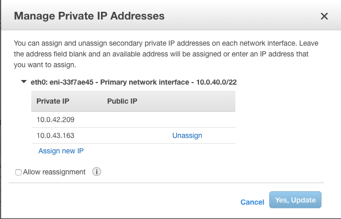 Setting up virtual ip on aws